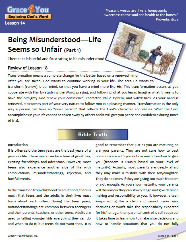Lesson 14 Being Misunderstood Life Seems So Unfair Part 1 Grace lesson-14-being-misunderstood-life-seems-so-unfair-part-1-grace