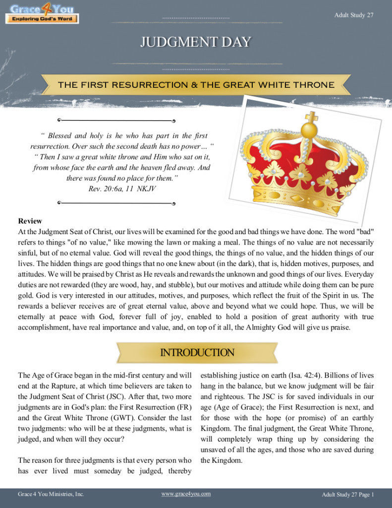 Study 27: Judgment Day — The First Resurrection & The Great White ...